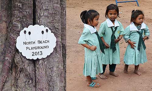 Uniform donations for school kids in Laos
