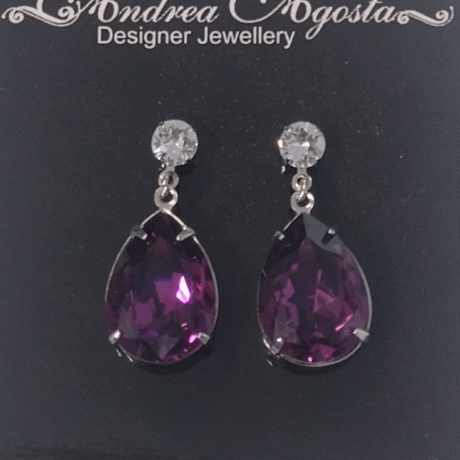 Pearshape stud earrings - Amethyst colour
