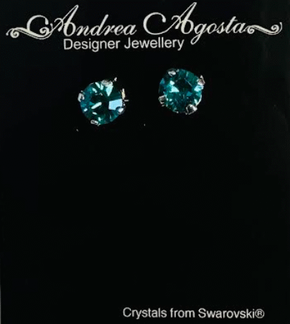 Stud earrings - blue zircon colour